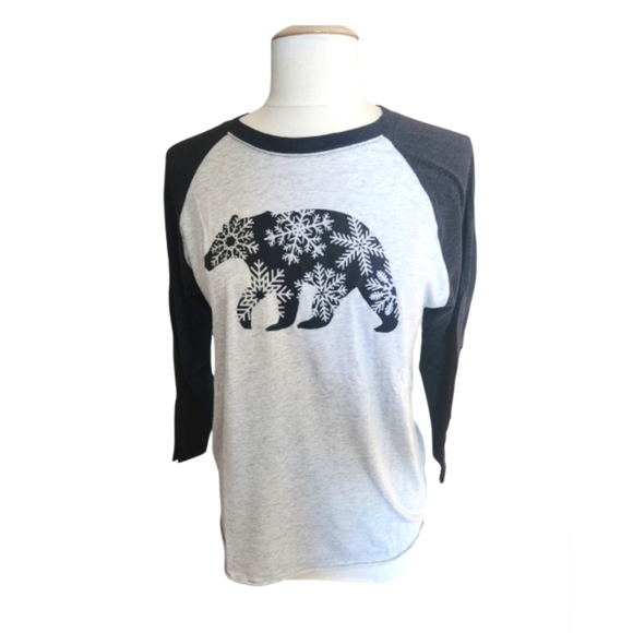Next Level Apparel Winter Bear Baseball Tee - Picture 1 of 4